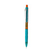 Pentel Q-Erase Mechanical Pencil in vibrant turquoise color with an orange top and clear barrel for precise writing.