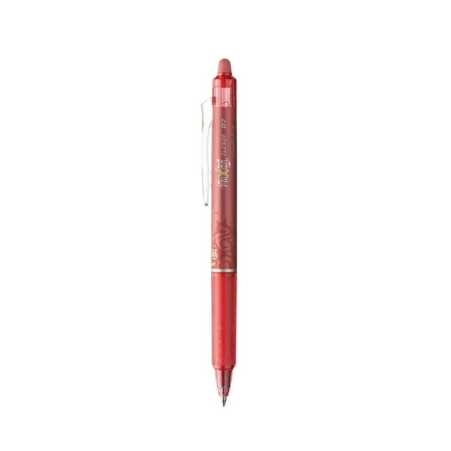 Pilot Frixion Clicker 0.7mm Fine Point Roller Ball Pen with Comfortable Dimpled Grip & Inbuild Eraser - Coral Pink