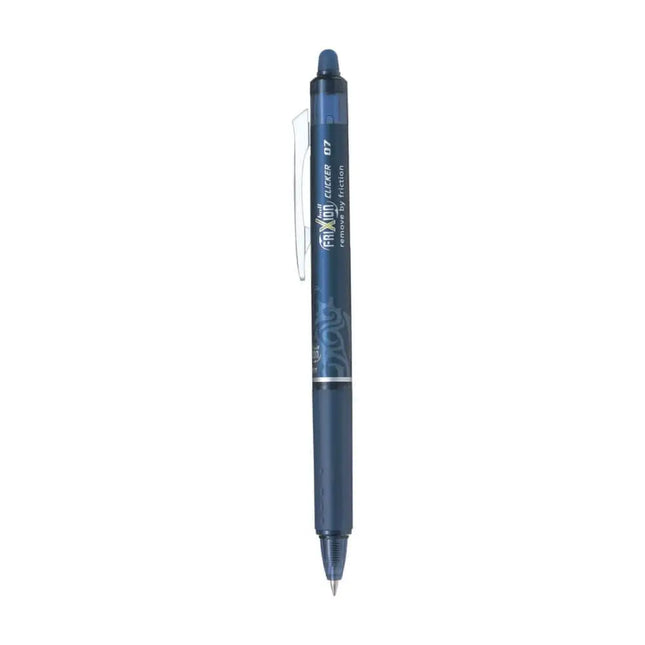 Pilot Frixion Clicker 0.7mm Fine Point Roller Ball Pen with Comfortable Dimpled Grip & Inbuild Eraser - Blue Black