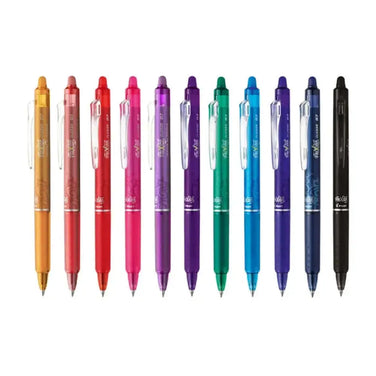Pilot Frixion Clicker 0.7mm Fine Point Roller Ball Pen with Comfortable Dimpled Grip & Inbuild Eraser in various colors.