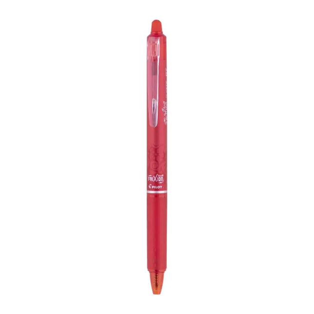 Pilot Frixion Clicker 0.7mm Fine Point Roller Ball Pen with Comfortable Dimpled Grip & Inbuild Eraser - Red - Roller