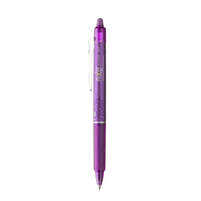 Pilot Frixion Clicker 0.7mm Fine Point Roller Ball Pen with Comfortable Dimpled Grip & Inbuild Eraser - Purple - Roller