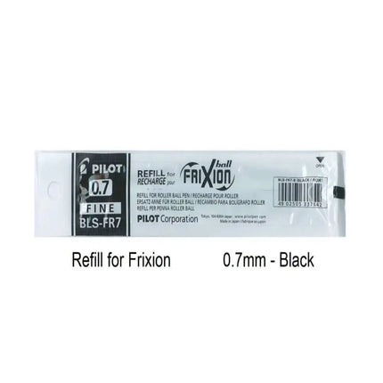 Pilot Frixion Refill 0.7MM for Frixion Roller/Clicker, black ink refill packaging