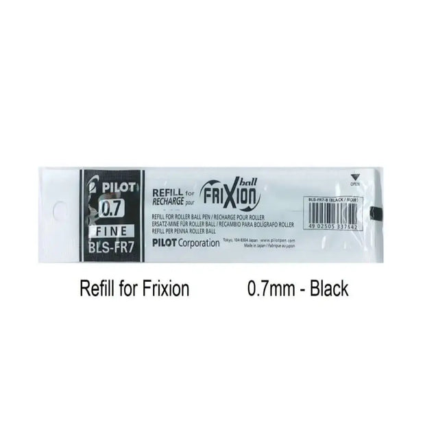 Pilot Frixion Refill 0.7MM for Frixion Roller/Clicker, black ink refill packaging