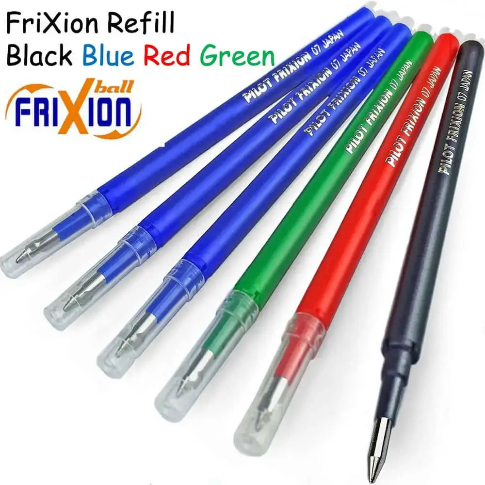 Pilot Frixion Refill 0.7MM for Frixion Roller/Clicker in assorted colors, including black, blue, red, and green.