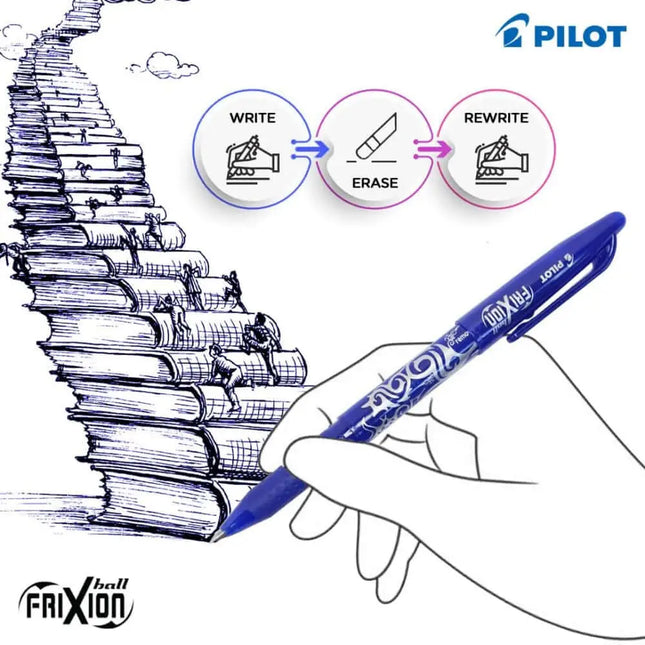 Pilot Frixion Roller Ball Pen with Comfortable Dimpled Grip & Inbuild Eraser - Roller Ball Pens