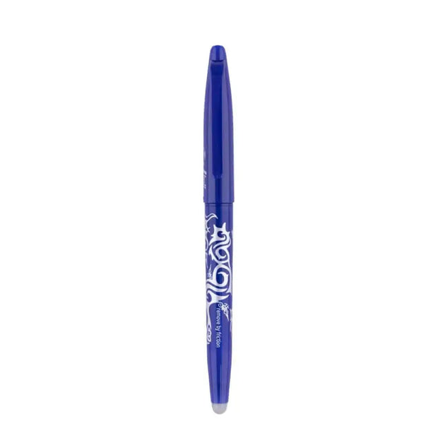Pilot Frixion Roller Ball Pen with Comfortable Dimpled Grip & Inbuild Eraser in blue color.