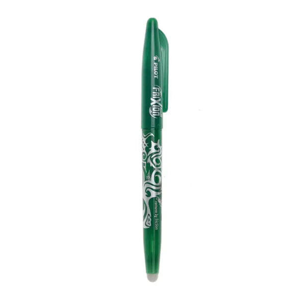 Pilot Frixion Roller Ball Pen with Comfortable Dimpled Grip & Inbuild Eraser in green color.