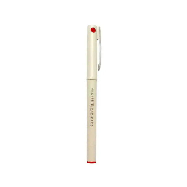 Pilot Hi-Tecpoint O5 0.5mm Extra Fine Point Roller Ball Pen in white with red accents
