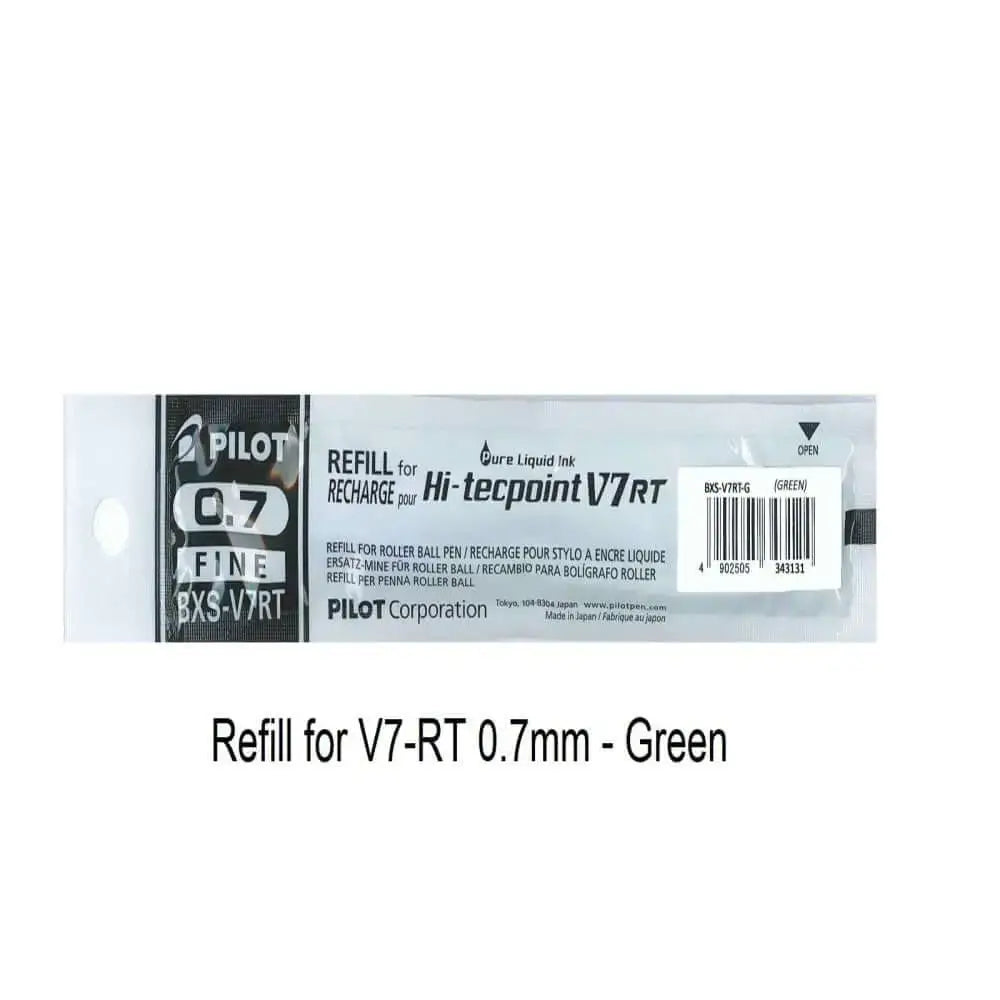 Pilot Hi-Tecpoint Refill 0.7MM for V7RT in green packaging for rollerball pens