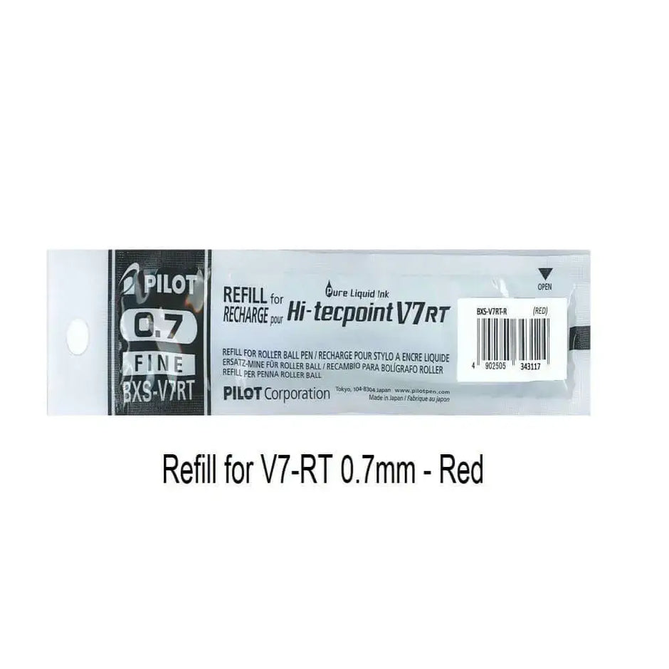 Pilot Hi-Tecpoint Refill 0.7MM for V7RT - Red ink cartridge packaging