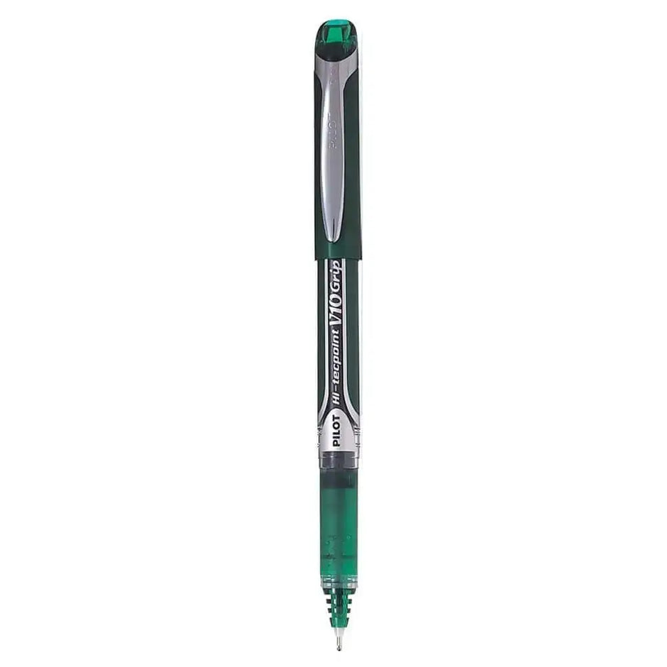 Pilot Hi-Tecpoint V10 Grip 1.0mm Medium Point Pure Liquid Ink Roller Ball Pen with Dimpled Rubber Grip