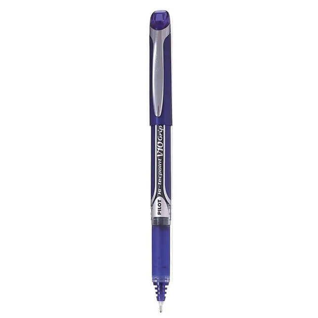Pilot Hi-Tecpoint V10 Grip 1.0mm Medium Point Pure Liquid Ink Roller Ball Pen with Dimpled Rubber Grip - Blue - Roller