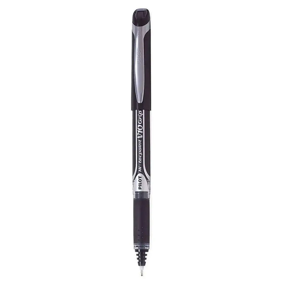 Pilot Hi-Tecpoint V10 Grip 1.0mm Medium Point Pure Liquid Ink Roller Ball Pen with Dimpled Rubber Grip