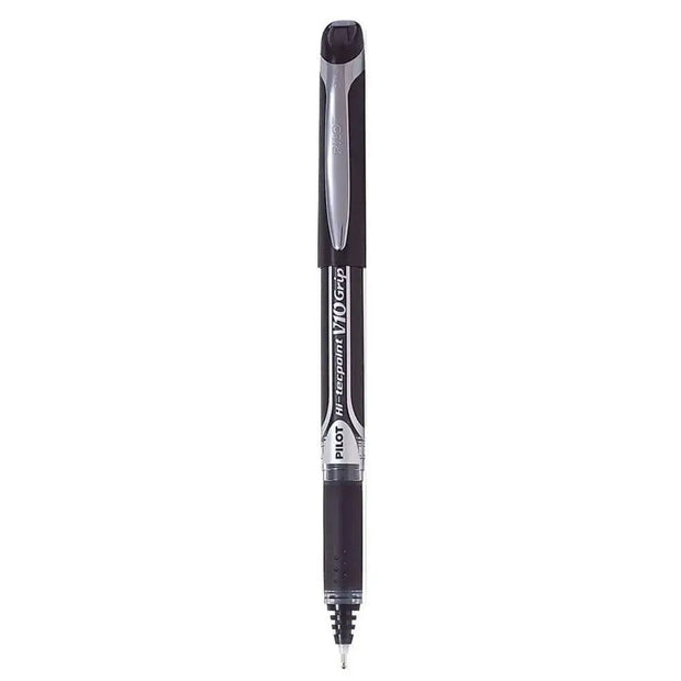 Pilot Hi-Tecpoint V10 Grip 1.0mm Medium Point Pure Liquid Ink Roller Ball Pen with Dimpled Rubber Grip