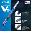 Pilot Hi-Tecpoint V5 0.5mm Extra Fine Point Pure Liquid Ink Roller Ball Pen showcasing 3 dimple tip technology.
