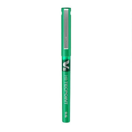 Pilot Hi-Tecpoint V5 0.5mm Extra Fine Point Pure Liquid Ink Roller Ball Pen - Green - Roller Ball Pens