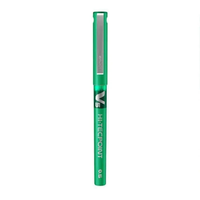 Pilot Hi-Tecpoint V5 0.5mm Extra Fine Point Pure Liquid Ink Roller Ball Pen - Green - Roller Ball Pens