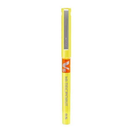 Pilot Hi-Tecpoint V5 0.5mm Extra Fine Point Pure Liquid Ink Roller Ball Pen - Yellow - Roller Ball Pens