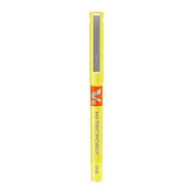 Pilot Hi-Tecpoint V5 0.5mm Extra Fine Point Pure Liquid Ink Roller Ball Pen - Yellow - Roller Ball Pens