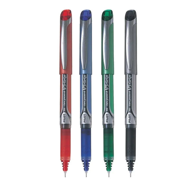 Pilot Hi-Tecpoint V5 Grip 0.5mm Extra Fine Point Pure Liquid Ink Roller Ball Pen with Dimpled Rubber Grip - Roller Ball