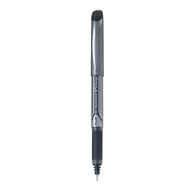 Pilot Hi-Tecpoint V5 Grip 0.5mm Extra Fine Point Pure Liquid Ink Roller Ball Pen with Dimpled Rubber Grip.