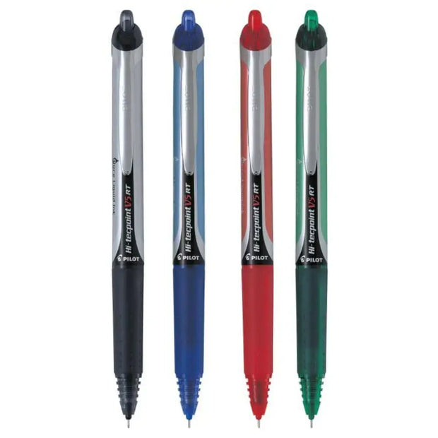 Pilot Hi-Tecpoint V5 RT 0.5mm Extra Fine Point Pure Liquid Ink Retractable Roller Ball Pen with Dimpled Rubber Grip