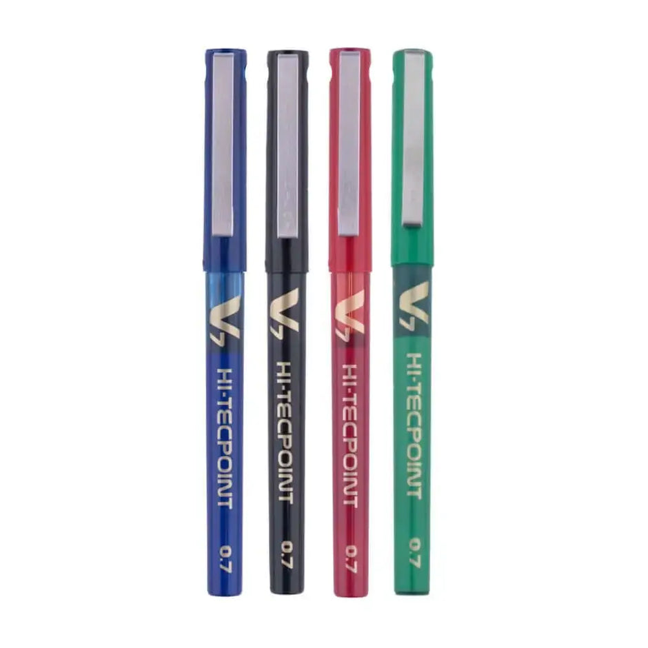 Pilot Hi-Tecpoint V7 0.7mm Fine Point Pure Liquid Ink Roller Ball Pen colors blue black red green