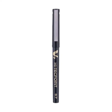 Pilot Hi-Tecpoint V7 0.7mm Fine Point Pure Liquid Ink Roller Ball Pen in black color with a sleek design.