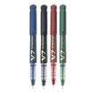 Pilot Hi-Tecpoint V7 Cartridge System 0.7mm Fine Point Roller Ball Pen in blue, black, red, and green colors.