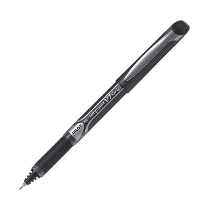 Pilot Hi-Tecpoint V7 Grip 0.7mm Fine Point Pure Liquid Ink Roller Ball Pen with Dimpled Rubber Grip - Black - Roller