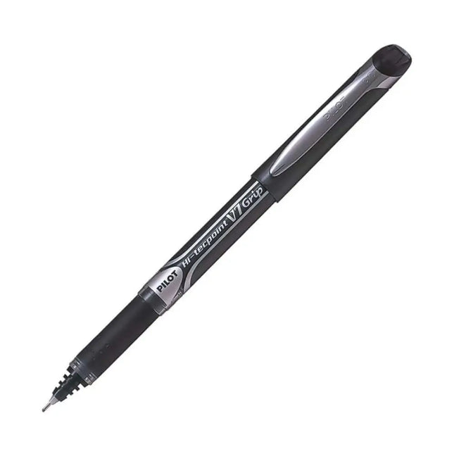 Pilot Hi-Tecpoint V7 Grip 0.7mm Fine Point Pure Liquid Ink Roller Ball Pen with Dimpled Rubber Grip - Black - Roller