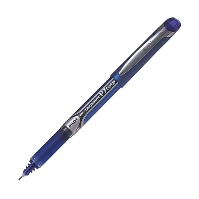 Pilot Hi-Tecpoint V7 Grip 0.7mm Fine Point Pure Liquid Ink Roller Ball Pen with Dimpled Rubber Grip - Blue - Roller