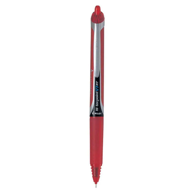 Pilot Hi-Tecpoint V7 RT 0.7mm Fine Point Pure Liquid Ink Retractable Roller Ball Pen with Dimpled Rubber Grip - Red