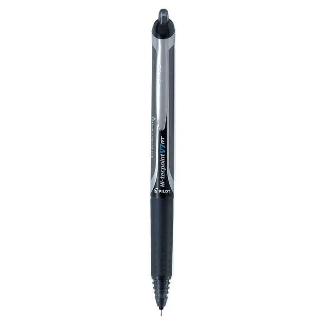 Pilot Hi-Tecpoint V7 RT 0.7mm Fine Point Pure Liquid Ink Retractable Roller Ball Pen with Dimpled Rubber Grip - Black