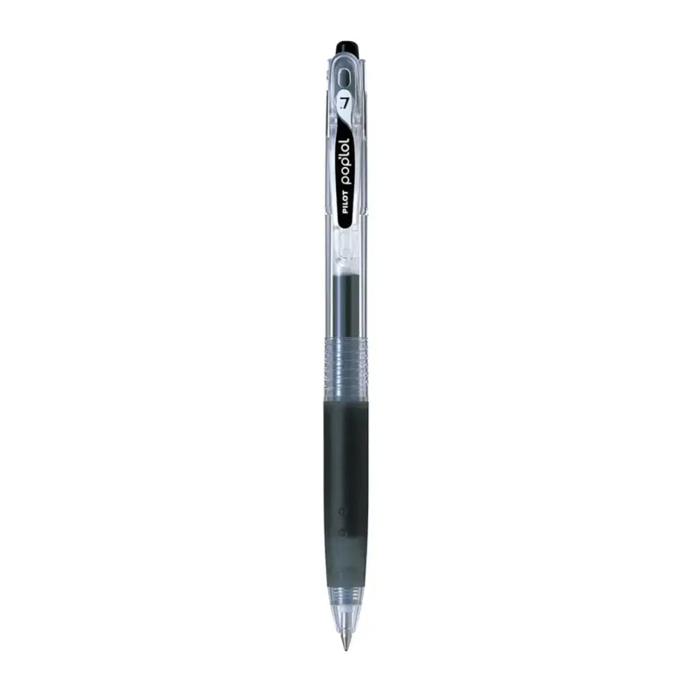 Pilot Pop'lol Retractable Roller Ball Pen 0.7MM with black ink and clear barrel design.