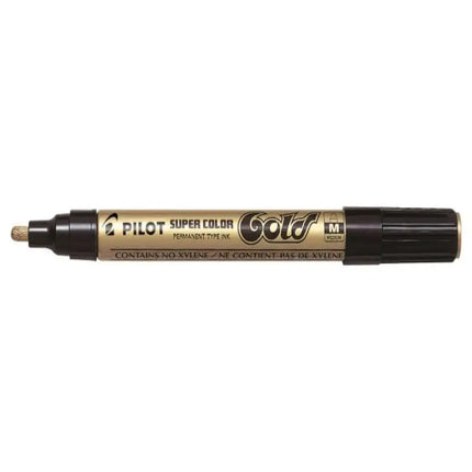 Pilot Super Color Metallic Permanent Marker in gold color with a medium tip.