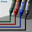 Pilot V Board Master Medium Bullet Tip White Board Marker with Replacable Tip & Ink Cartridge in multiple colors on a surface.