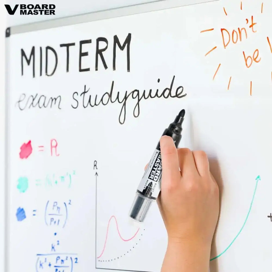 Pilot V Board Master Medium Bullet Tip White Board Marker with Replacable Tip & Ink Cartridge in use on whiteboard.