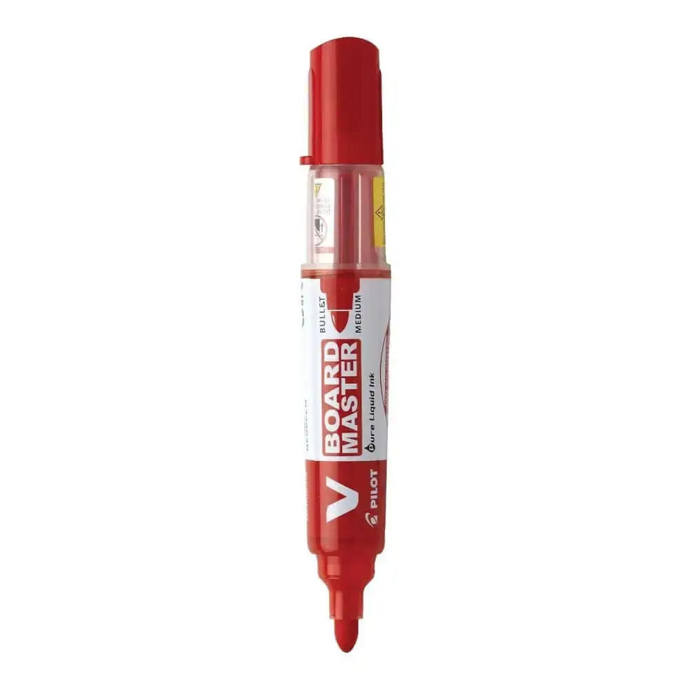 Pilot V Board Master Medium Bullet Tip White Board Marker with Replacable Tip & Ink Cartridge in red