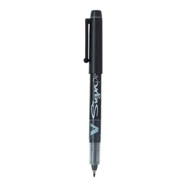 Pilot V Sign Medium Tip Liquid Ink Pen displayed with black body and 2.0mm tip for smooth writing.