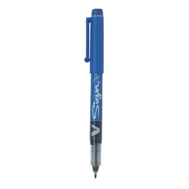 Pilot V Sign Medium Tip Liquid Ink Pen in blue, featuring a 2.0mm tip and traditional design for smooth writing.