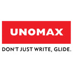 Red rectangular logo with white ’unomax’ text and black tagline below.