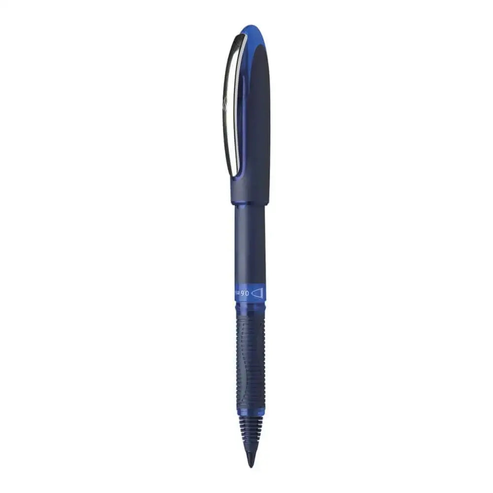 Schneider One Business 0.6MM Roller Ball Pen with a rubberised grip and sturdy clip, ideal for smooth writing.