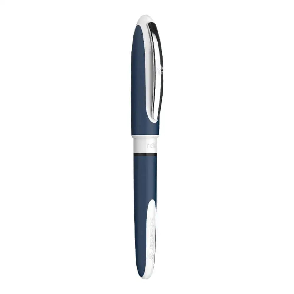 Schneider One Change 0.6 MM Roller Ball Pen in navy blue with a sleek design and sturdy clip.
