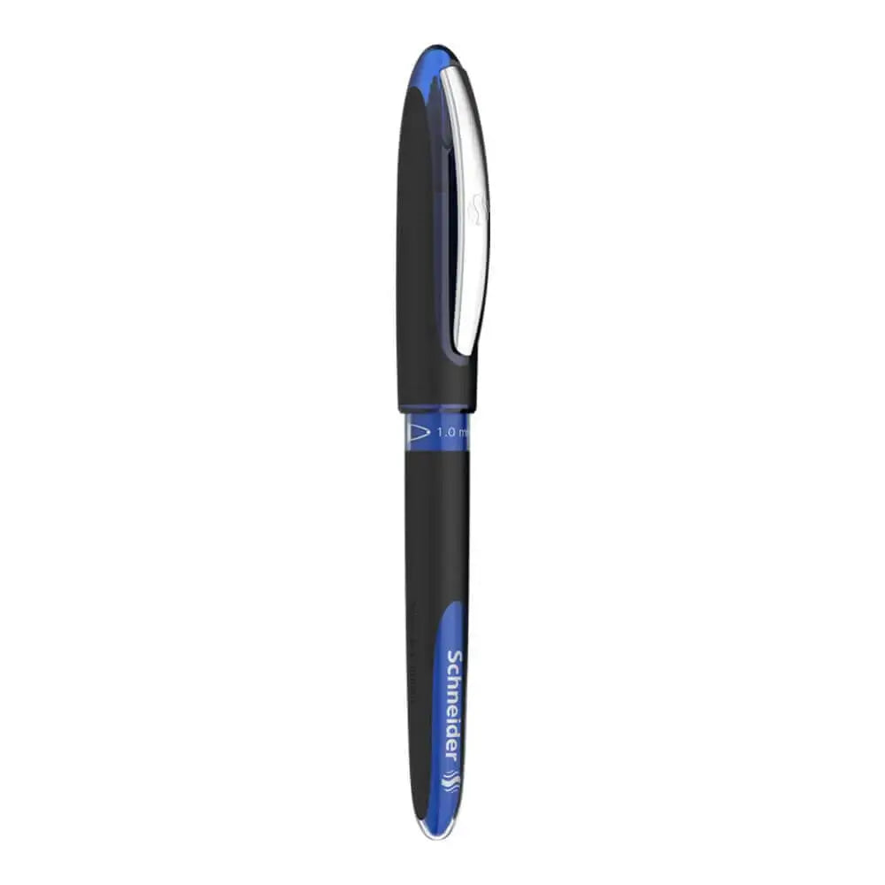 Schneider One Sign 0.8 MM Roller Ball Pen in black and blue, featuring an Ultra-Smooth tip and 1mm ball.