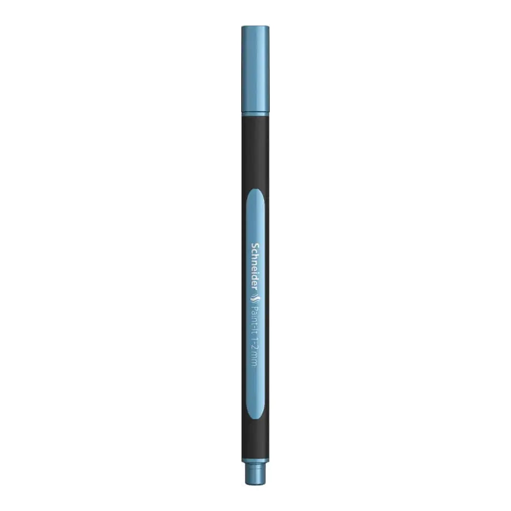 Schneider Paint-it 020 Metallic Liner Pens in polar blue color for creative projects and bullet journaling.
