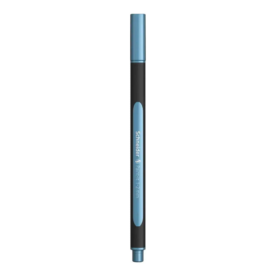 Schneider Paint-it 020 Metallic Liner Pens in polar blue color for creative projects and bullet journaling.