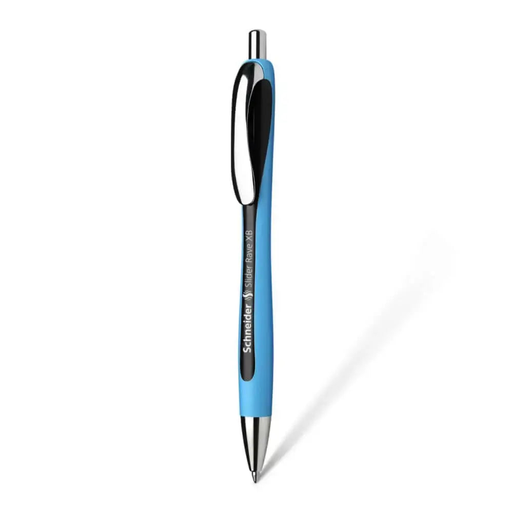 Schneider Slider Rave XB Ball Point Pen in blue with ergonomic grip and stainless steel tip