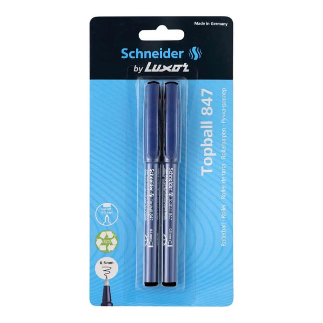 Schneider Top Ball 847 Roller Ball Pen | Pack of 2 - Black - Roller Ball Pens